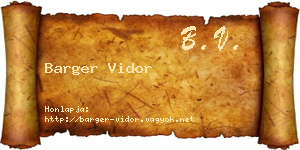 Barger Vidor névjegykártya